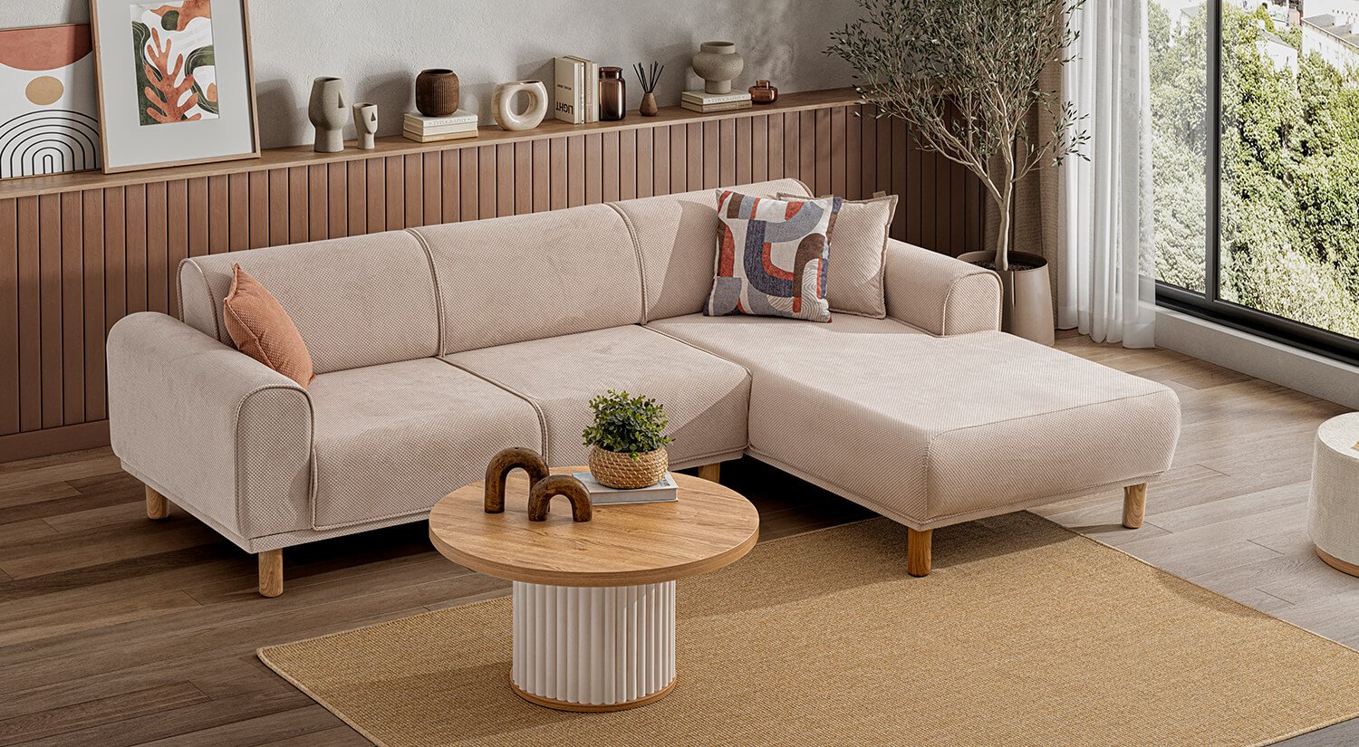 berakose-sdf03 Bera Serisi Relax Köşe Takımı Düz (3+Dinlenme) - Görsel 1